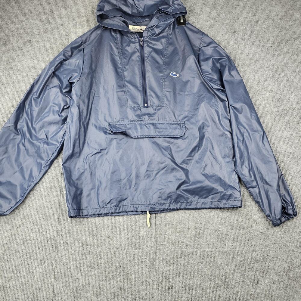 Vintage Izod Lacoste Windbreaker Mens Medium Blue Hooded Anorak 90s Gorpcore
